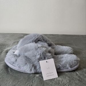 LC Lauren Conrad Women's Faux Fur Slide Slipin Slipper Grey Size Large (8 - 9)